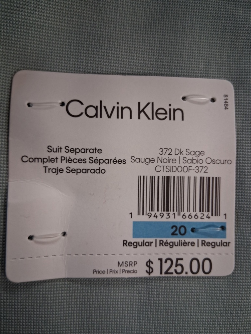 Calvin Klein Boys' Slim-Fit Stretch Suit Jacket -Dark Sage - Picture 12 of 13